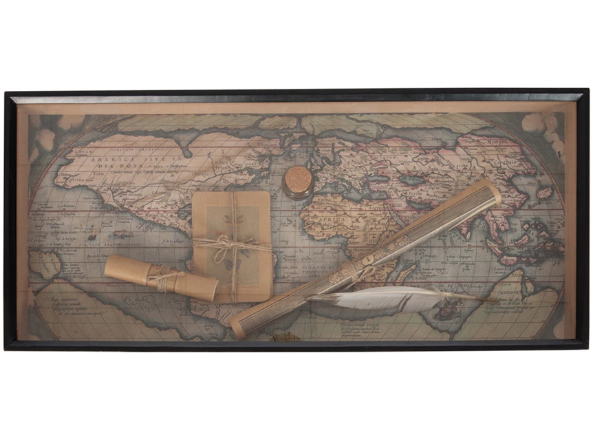 republique française metalen onderstel j-line bijzettafel 60097 zwart bruin hout jolipa glazen bak vierkant