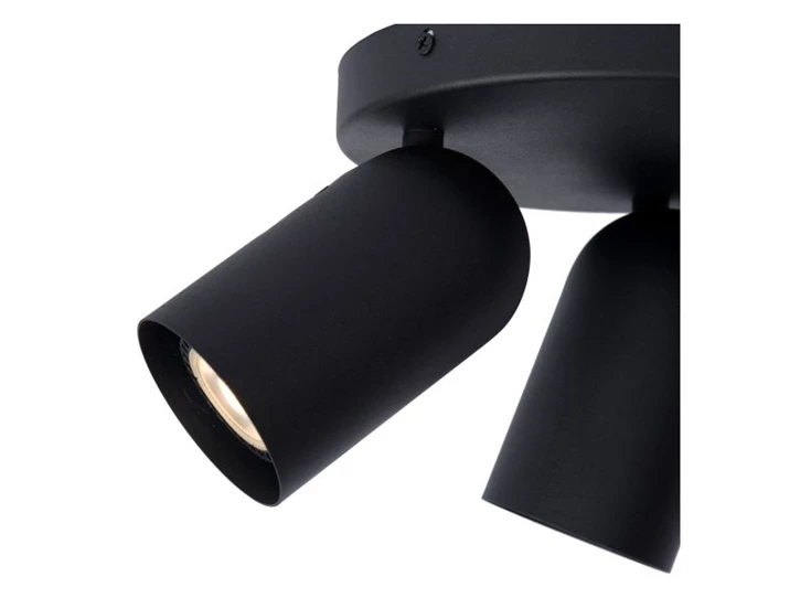 13958-13-30 punch spot 3 lichtpunten GU10 LED zwart metaal lucide detail brandend