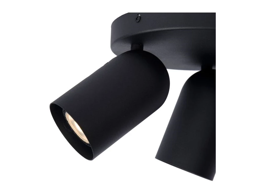 13958-13-30 punch spot 3 lichtpunten GU10 LED zwart metaal lucide detail brandend