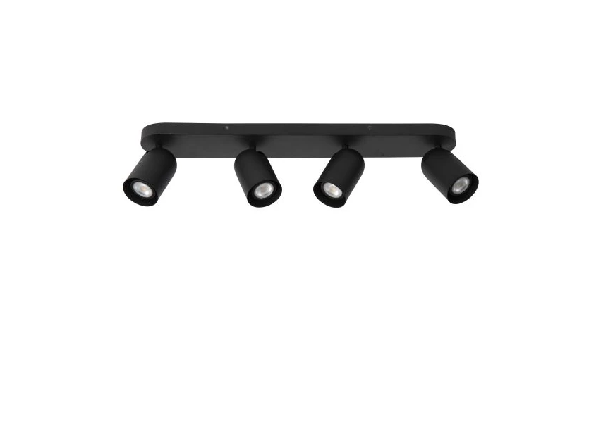 13958-04-30 punch spot 4 lichtpunten GU10 LED zwart metaal lucide