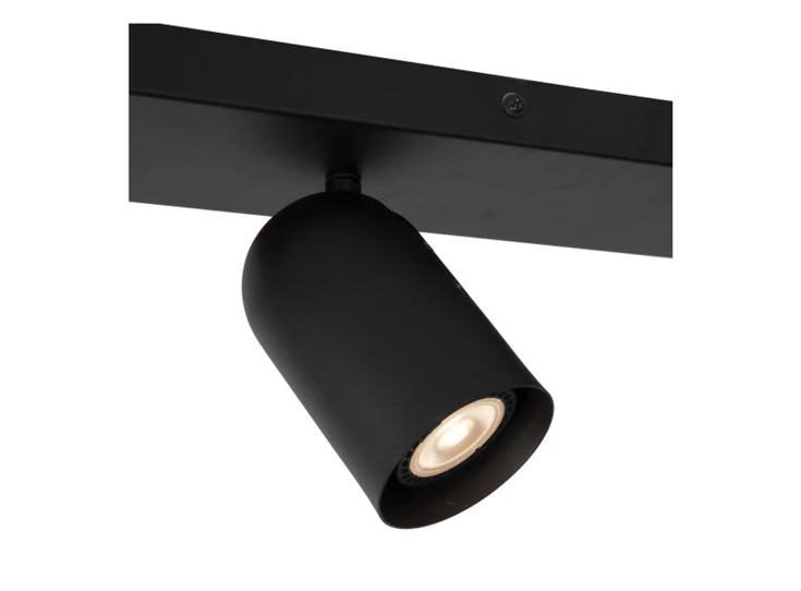 13958-04-30 punch spot 4 lichtpunten GU10 LED zwart metaal lucide detail brandend