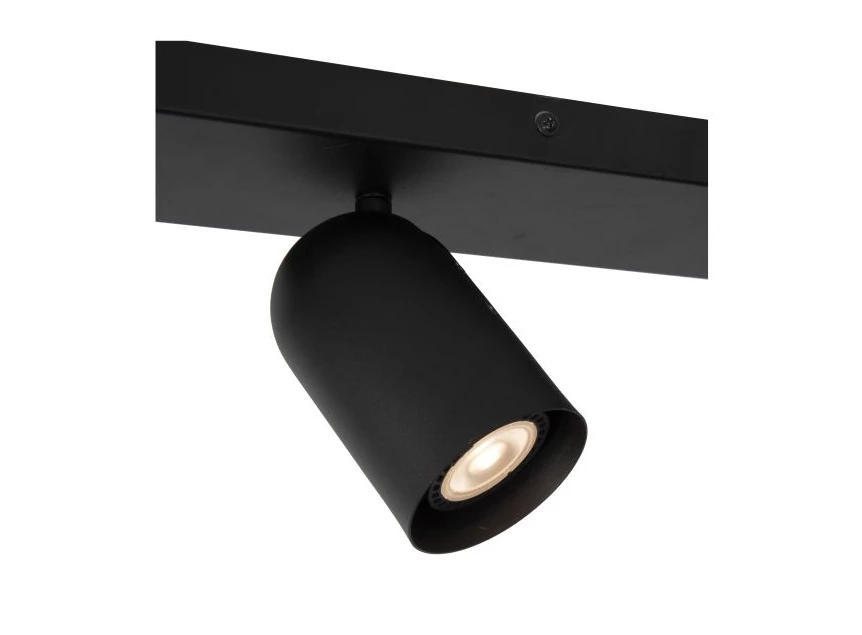 13958-04-30 punch spot 4 lichtpunten GU10 LED zwart metaal lucide detail brandend