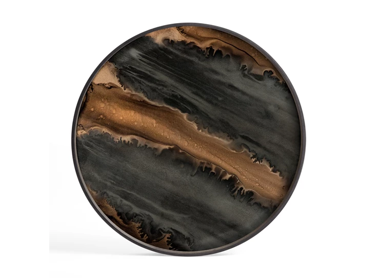 Plateau Bronze Organic Glass Tray Round L 20584 Ethnicraft