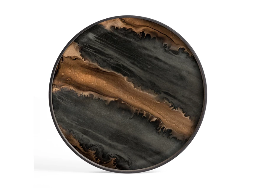 Plateau Bronze Organic Glass Tray Round L 20584 Ethnicraft