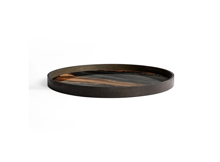 Zijkant Plateau Bronze Organic Glass Tray Round L 20584 Ethnicraft