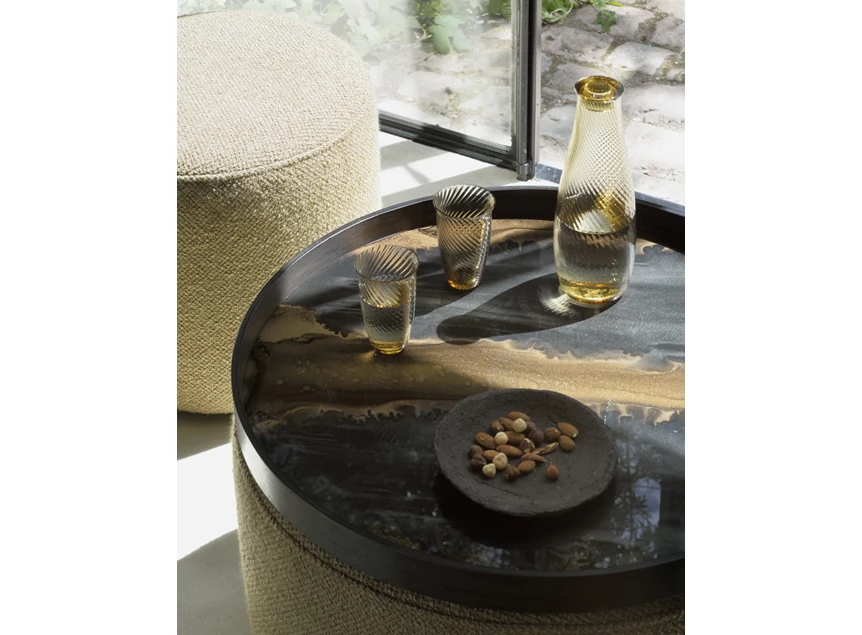 Op poef Plateau Bronze Organic Glass Tray Round L 20584 Ethnicraft