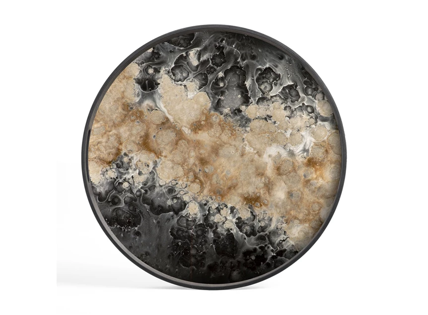 Plateau Black Organic Glass Tray Round S 20583 Ethnicraft