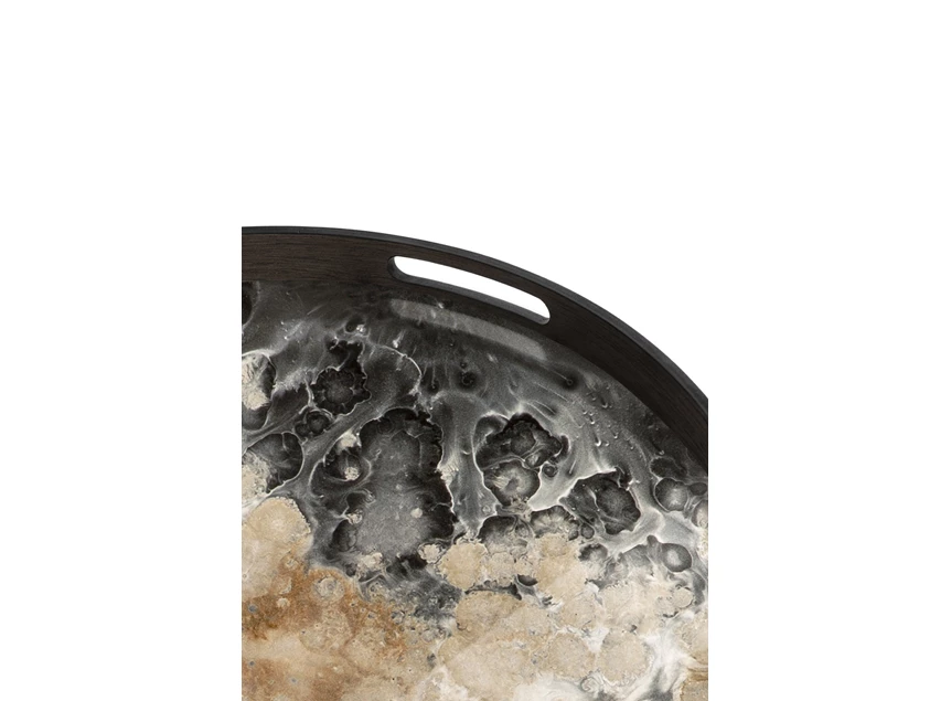 Bovenkant Plateau Black Organic Glass Tray Round S 20583 Ethnicraft