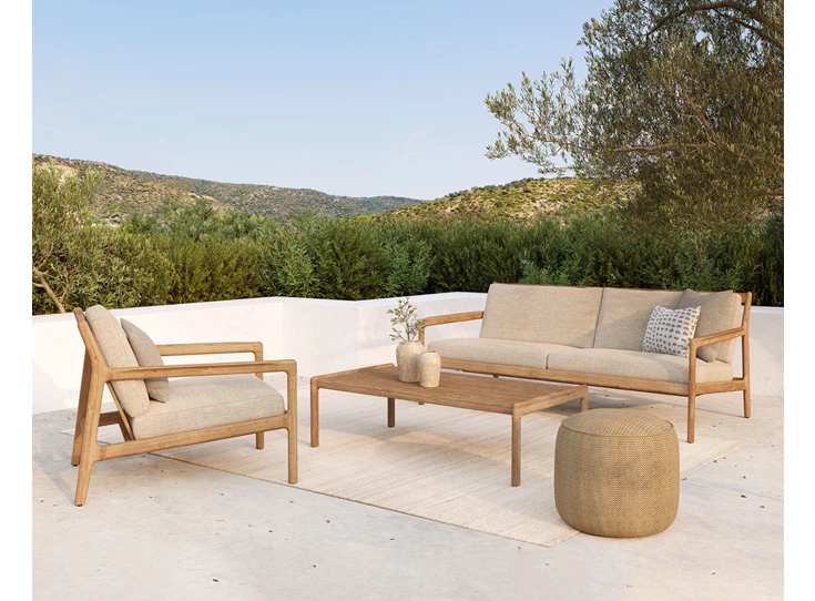 Sfeerfoto Poef Donut Outdoor Pouf Marsala Check Fabric 20068 Ethnicraft