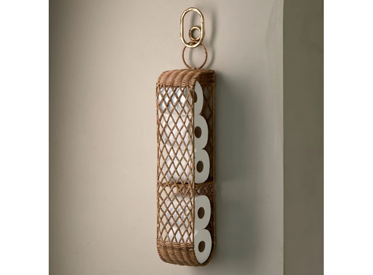 511240 toiletrolhouder rustic rattan riviera maison lederen bandje ring sfeerbeeld