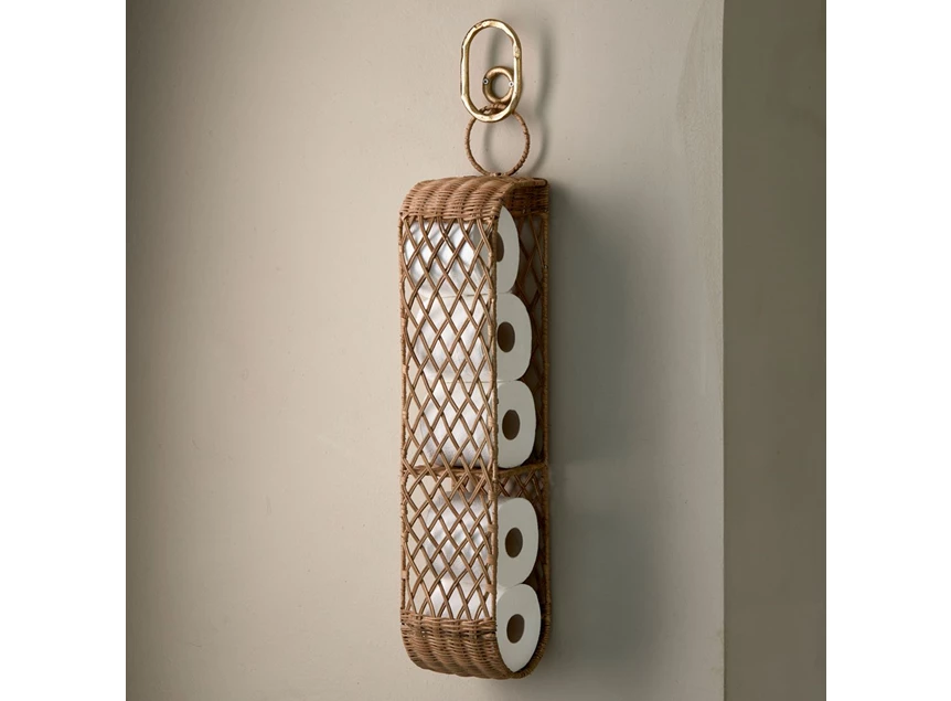 511240 toiletrolhouder rustic rattan riviera maison lederen bandje ring sfeerbeeld