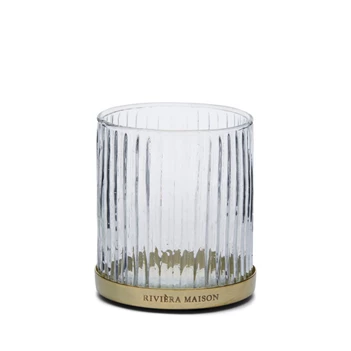 517020 RM votive d'amelie theelichthouder geribbeld glas goud metaal