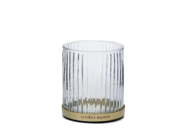 517020 RM votive d'amelie theelichthouder geribbeld glas goud metaal