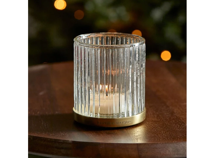 517020 RM votive d'amelie theelichthouder geribbeld glas goud metaal sfeerbeeld met kaars