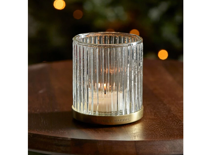 517020 RM votive d'amelie theelichthouder geribbeld glas goud metaal sfeerbeeld met kaars