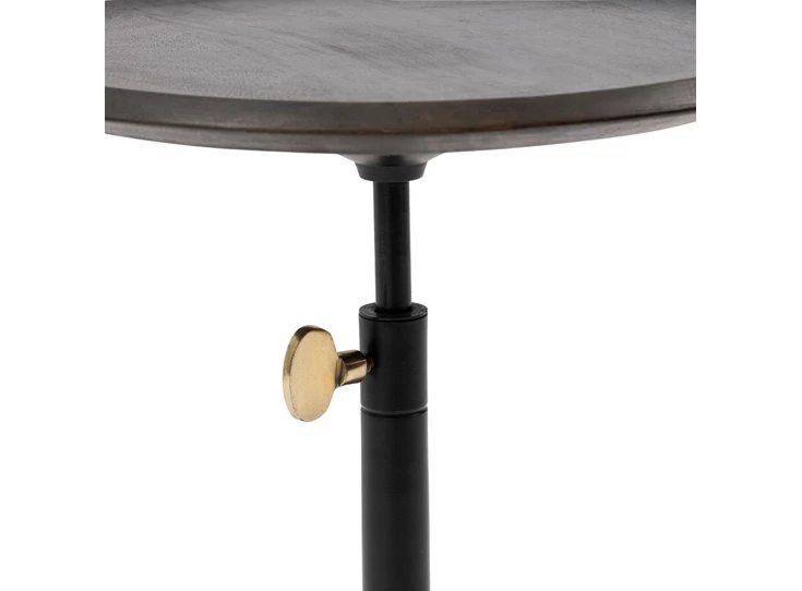 497240 bijzettafel capri zwart in hoogte verstelbaar aluminium mangohout riviera maison detail blad