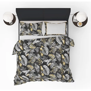 Jungle style black 140x220cm dekbedovertrek refined bedding katoen bladeren