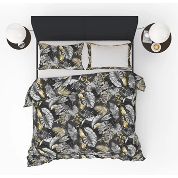 Jungle style black 140x220cm dekbedovertrek refined bedding katoen bladeren