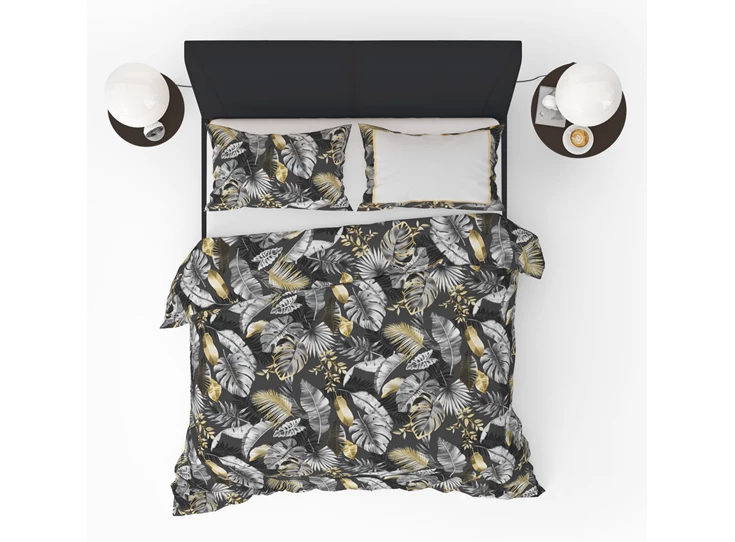 Jungle style black 140x220cm dekbedovertrek refined bedding katoen bladeren
