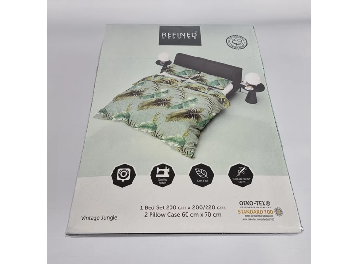 Vintage jungle 1 persoon 140x220cm groen bladeren refined bedding katoen verpakking