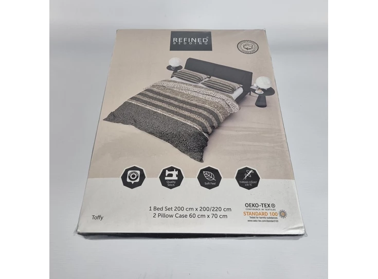 toffy room dekbedovertrek breisel taupe bruin refined bedding 140x220cm 1 persoons verpakking