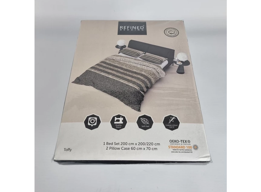 toffy room dekbedovertrek breisel taupe bruin refined bedding 140x220cm 1 persoons verpakking