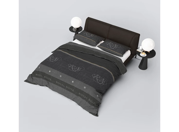 Royal suite dekbedovertrek tekst sfeerbeeld zwart grijs 140x220cm 1 persoons katoen refined bedding