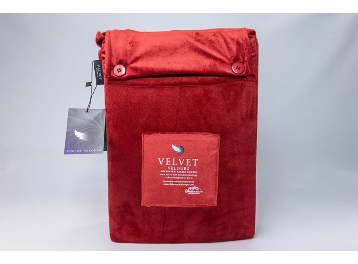 velvet verpakking beau maison velours één persoons 140x220cm bordeaux rood dekbedovertrek