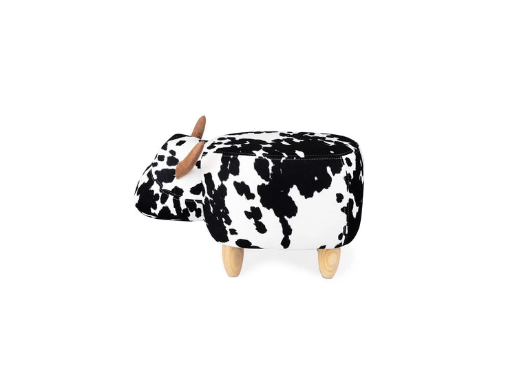 B27174 krukje polyester wood hout bergers stool la vache balvi koe cow zwart wit