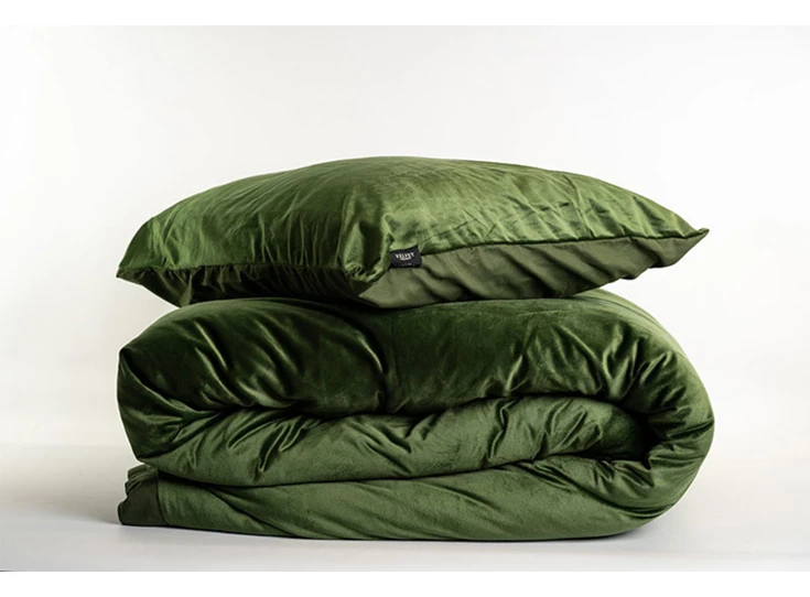 beau maison fluwelen dekbedovertrek 240x220cm opgevouwd tweepersoons velvet velours groen