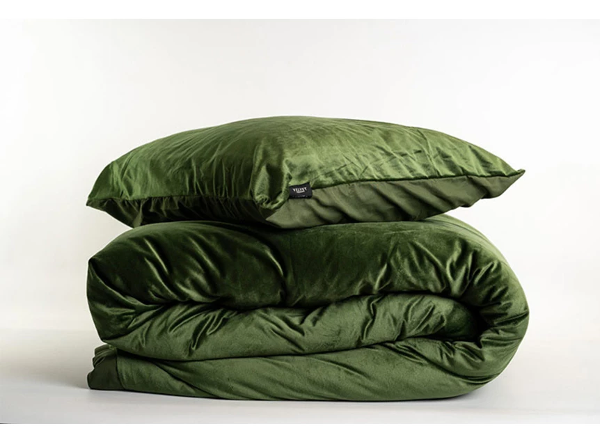 beau maison fluwelen dekbedovertrek 240x220cm opgevouwd tweepersoons velvet velours groen