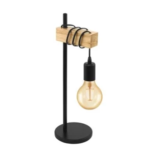 32918 tafellamp zwart metaal 10w eglo verlichting industrieel hout eiken balk staande lamp e27 1 lamp
