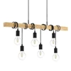 95499 e27 eglo verlichting industrieel staal townshend 60w eiken hout 6 lampen hanglamp zwart