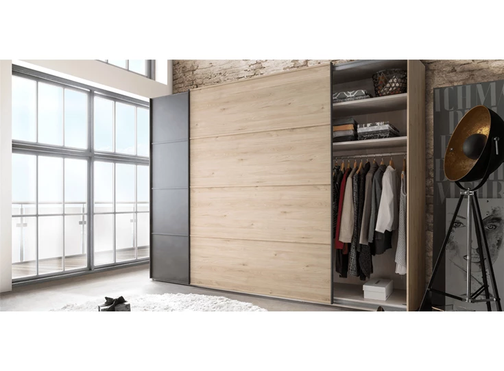 Brussel zweefdeurkast nachttafels futonbed commode slaapkamer wiemann mobel