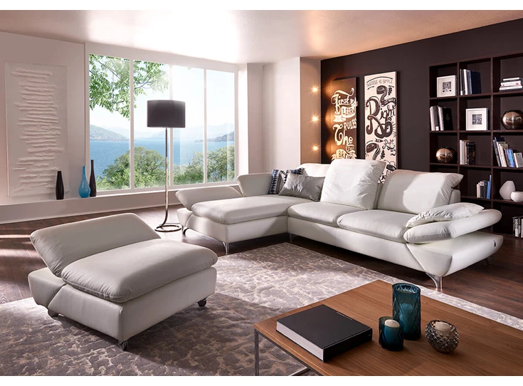 Sfeerfoto Hoeksalon Taoo met longchair leder Willi Schillig