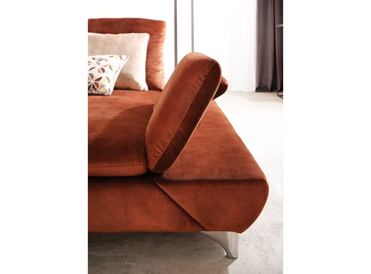 Verstelbare armleuning Hoeksalon Taoo met longchair leder Willi Schillig