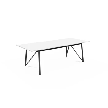 Tafel Wacko in Fenix blad schuin vooraanzicht perfecta wit zwart