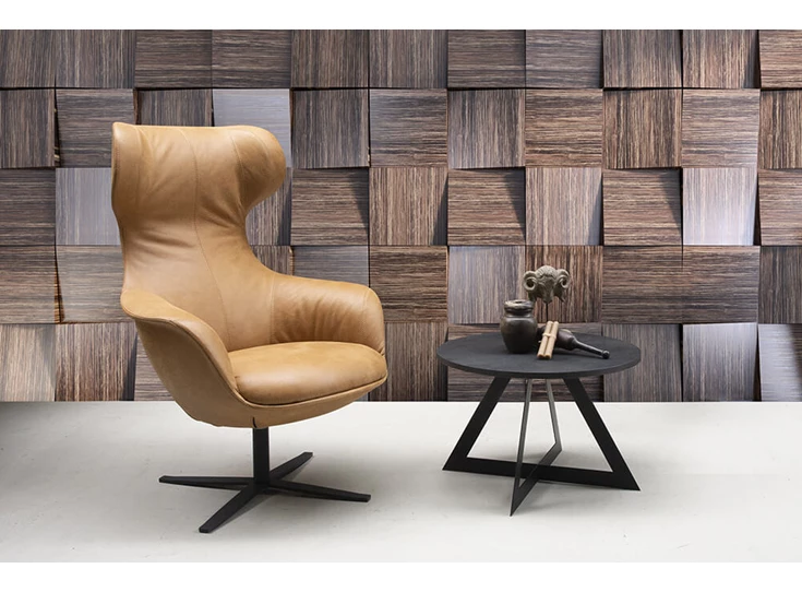 Bijzetzetel Peaches leder cognac wit Het Anker