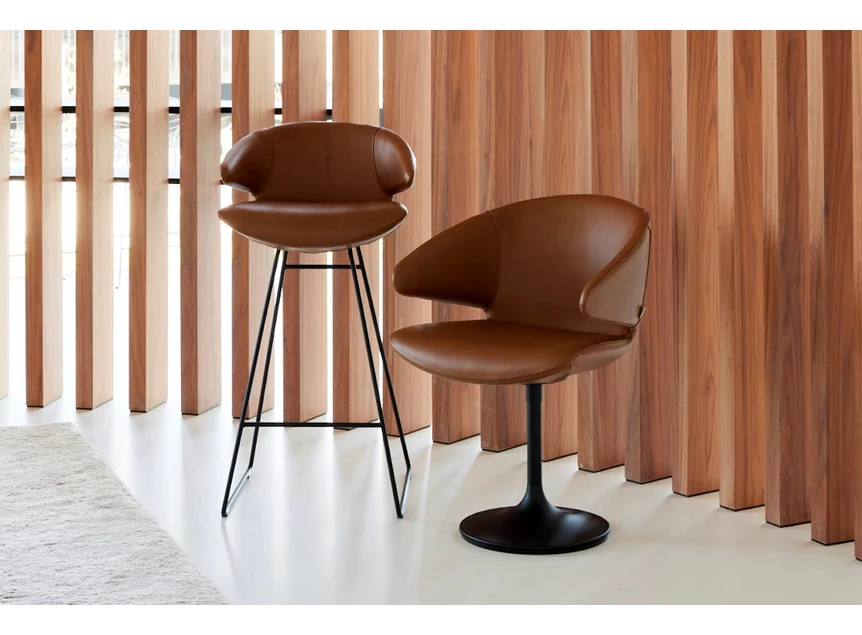 Sfeerfoto Armstoel Morisot Central Base leder cognac Joli