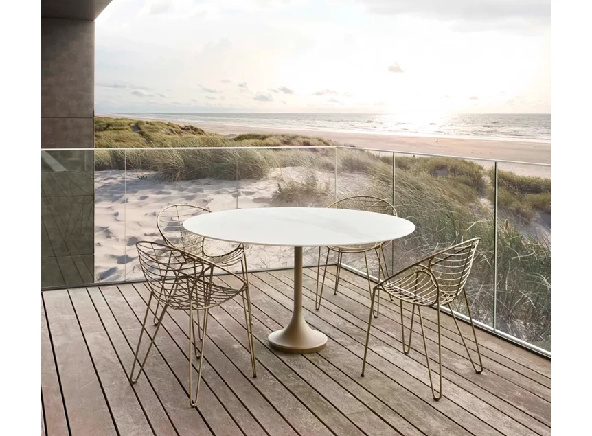 Outdoor Tafel Central Round keramiek calacatta Joli