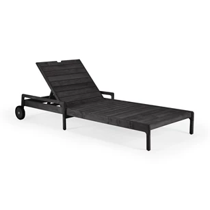 Ligbed Teak Jack Black Outdoor Adjustable Lounger 10243 Ethnicraft
