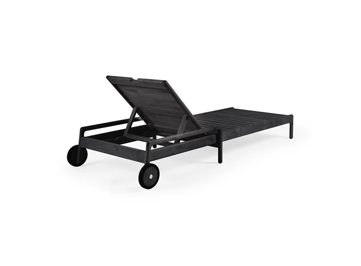 Achterkant Ligbed Teak Jack Black Outdoor Adjustable Lounger 10243 Ethnicraft