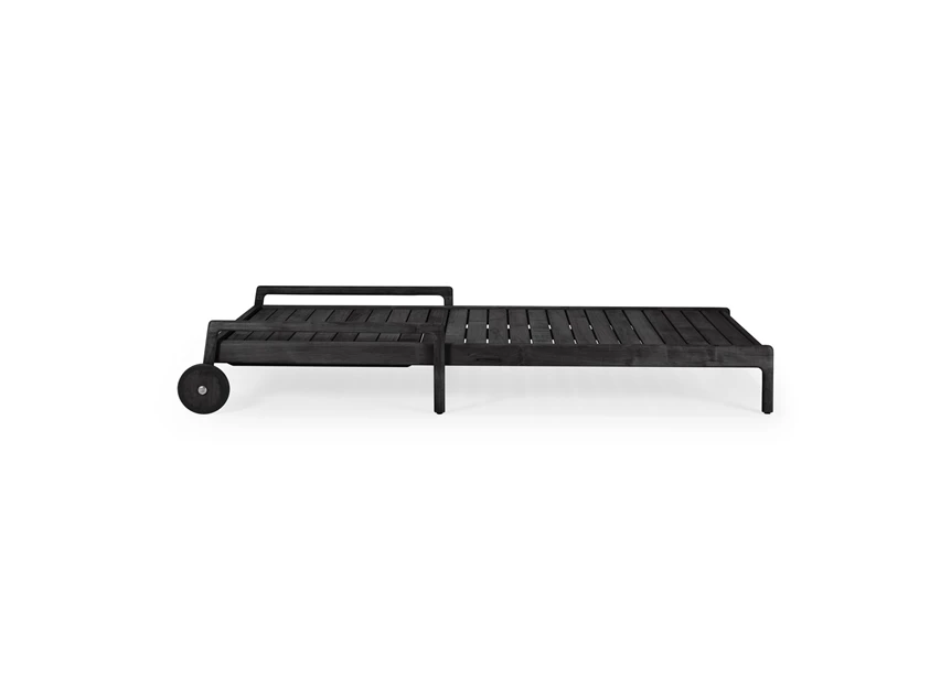 Plat Ligbed Teak Jack Black Outdoor Adjustable Lounger 10243 Ethnicraft