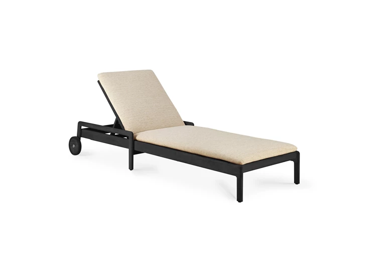 Thin Natural Ligbed Teak Jack Black Outdoor Adjustable Lounger 10243 Ethnicraft