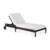 Off White Ligbed Teak Jack Black Outdoor Adjustable Lounger 10243 Ethnicraft