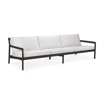 Zijkant Zitbank Teak Jack Black Outdoor Sofa 3 Seater Off White 10233 Ethnicraft