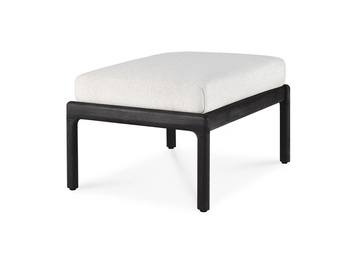 Poef Teak Jack Black Outdoor footstool Off White 10238 Ethnicraft