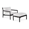 Met bijzetzetel Poef Teak Jack Black Outdoor footstool Off White 10238 Ethnicraft
