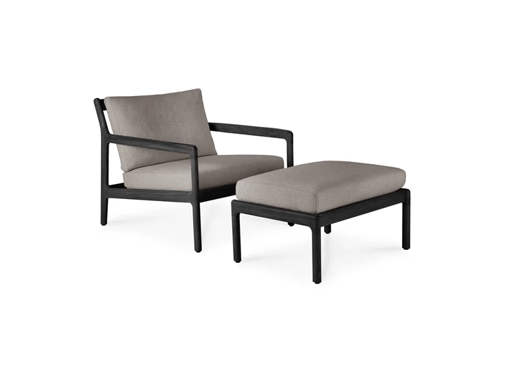 Met bijzetzetel Poef Teak Jack Black Outdoor footstool Mocha 10239 Ethnicraft