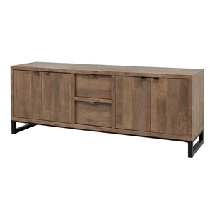 Jaipur DR2 DR7 dressoir medium K671 old teak zwart metalen onderstel
